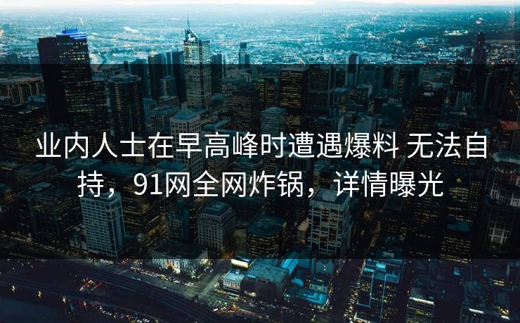 业内人士在早高峰时遭遇爆料 无法自持，91网全网炸锅，详情曝光