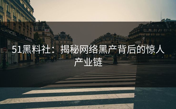 51黑料社：揭秘网络黑产背后的惊人产业链