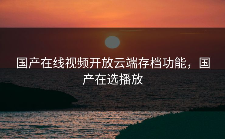 国产在线视频开放云端存档功能，国产在选播放